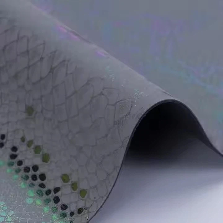 Metallic Foil Python Faux Leather Synthetic Snake Skin Leather Pu Synthetic Leather For Handbags