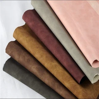 Muebles de gama alta-Tela para sofás Cuero encerado con aceite de napa semi-PU perlado
