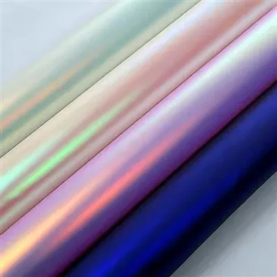 Tela de vinilo metálico mate pu holográfico láser de cuero iridiscente de cuero para hacer zapatos