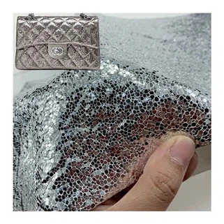 Silver Fish Escala Nuevo lentejuelas de cuero con bolsos brillantes Material de cuero de tela para bolsas para bolsas
